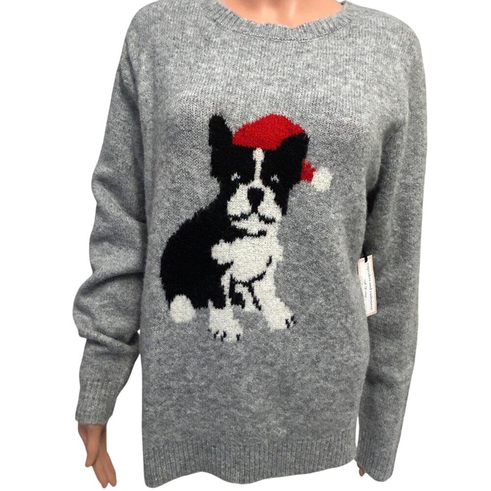 NWT Cupcakes and Cashmere Super soft French bulldog Christmas Sweater sz large